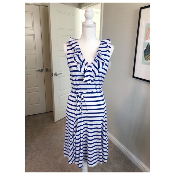 Ralph Lauren Striped Dress | White/Blue - Picture 2 of 4